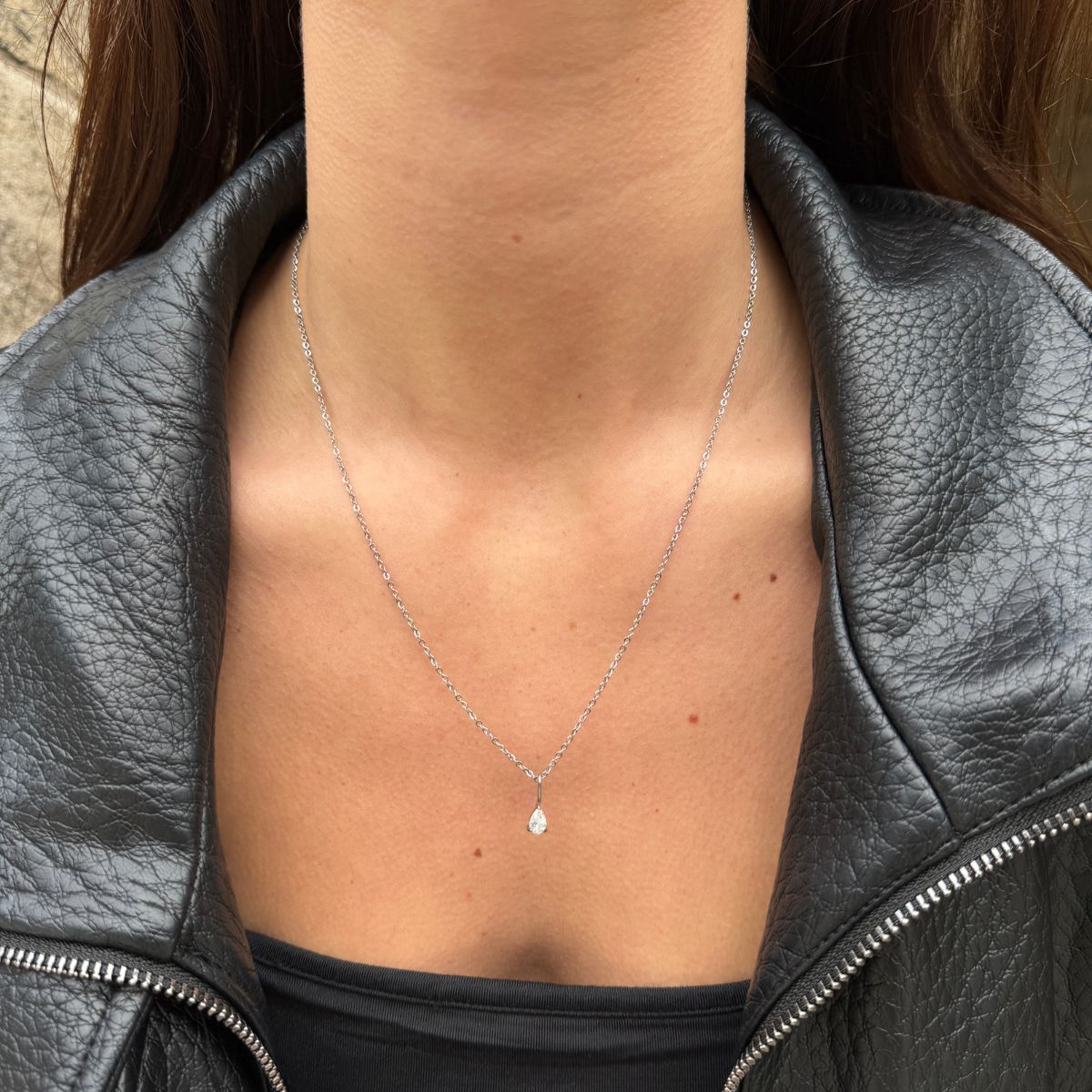 Teardrop Krystal Halskæde Sølvfarvet