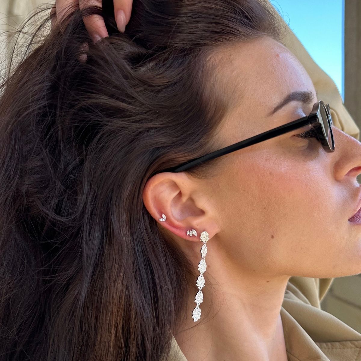 Sparkle Krystal Stud Øreringe Sølvfarvet