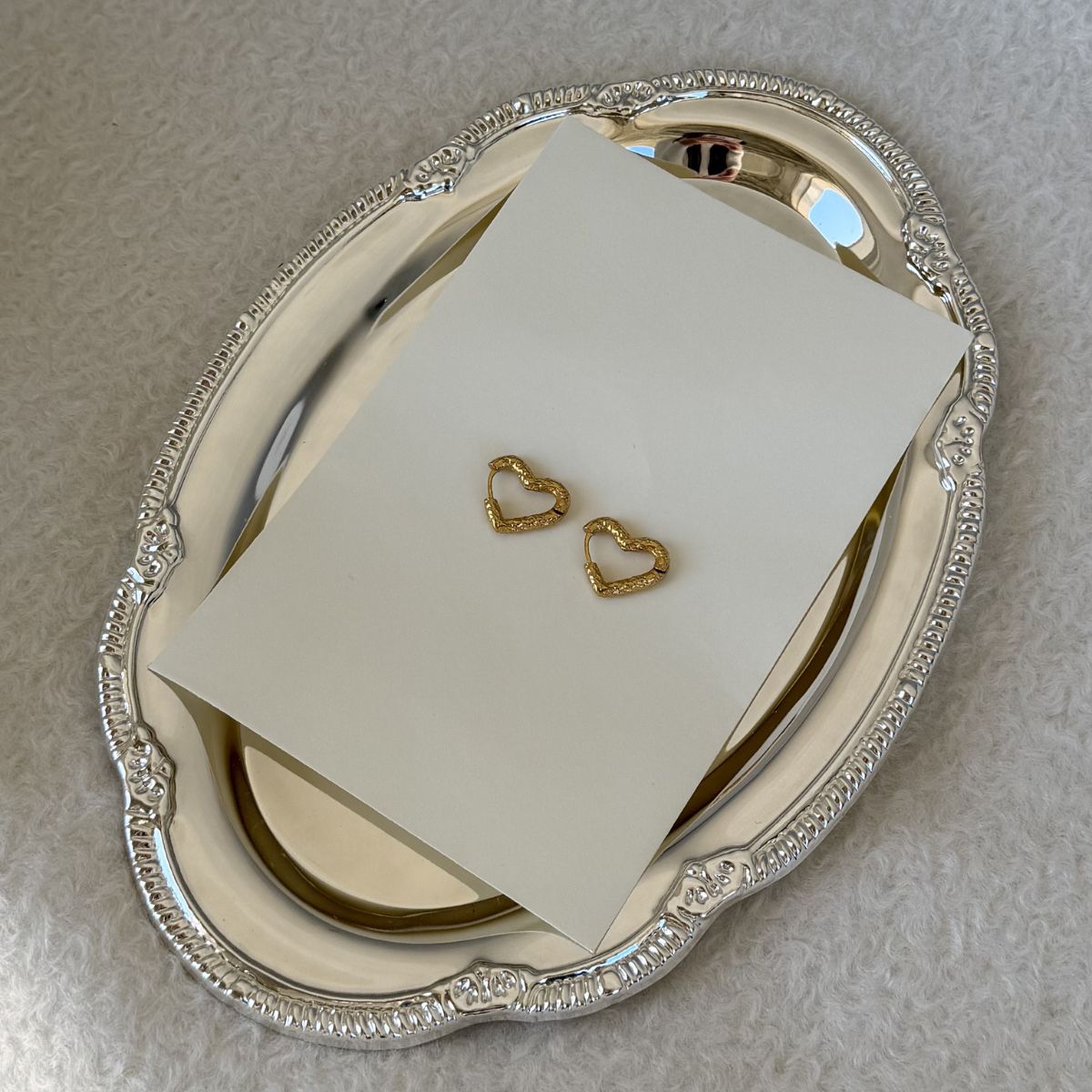 Scoria Heart Creoler 18K Guldbelagt Lille
