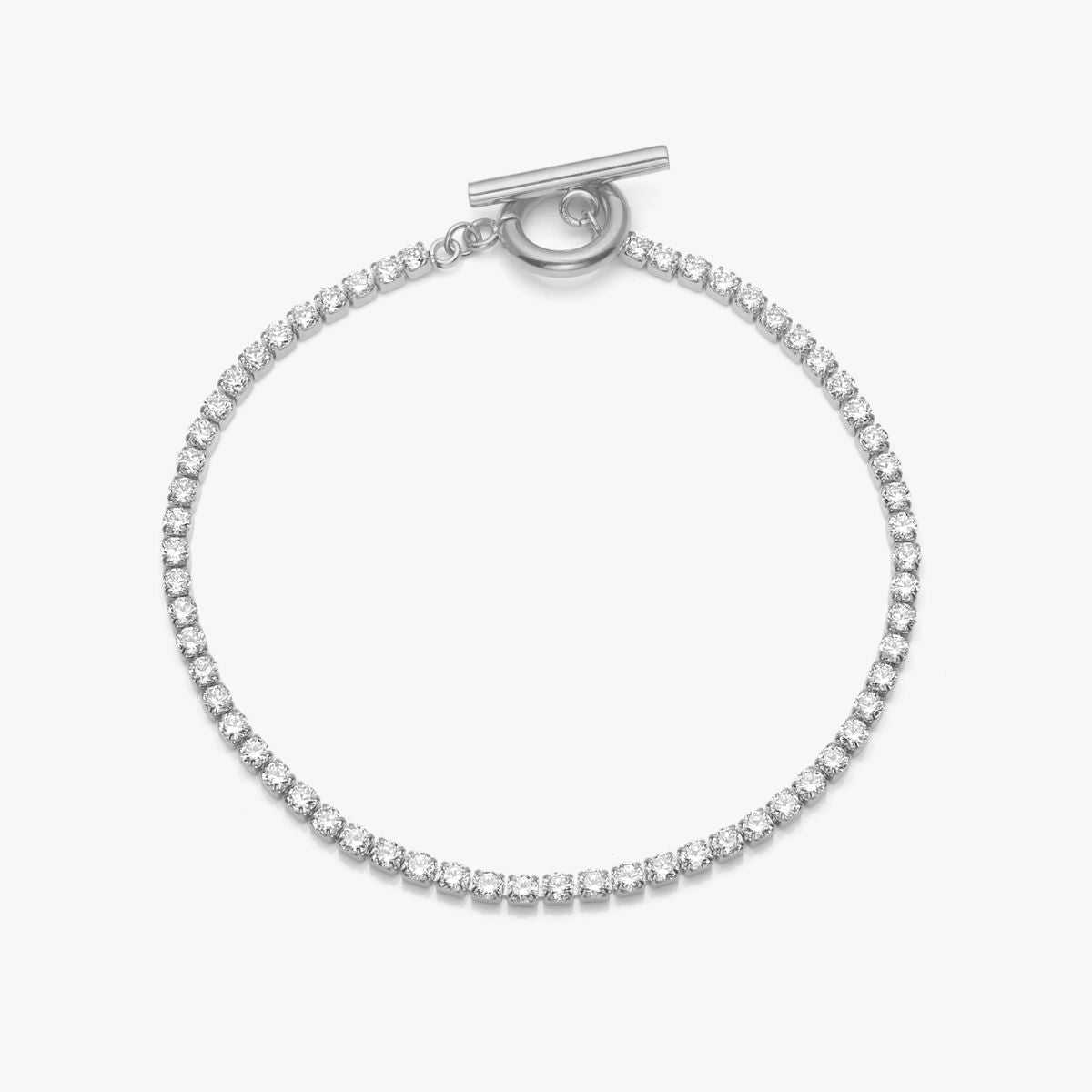 Tennis Krystal Armbånd Sølvfarvet 2mm