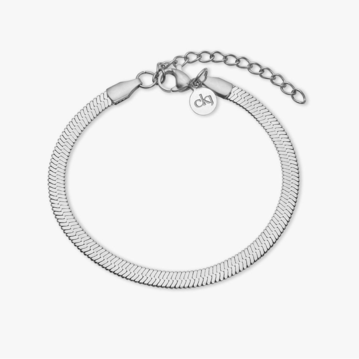 Flad Slange Armbaend Sølvfarvet 4mm Camilla Kroeyer Jewellery