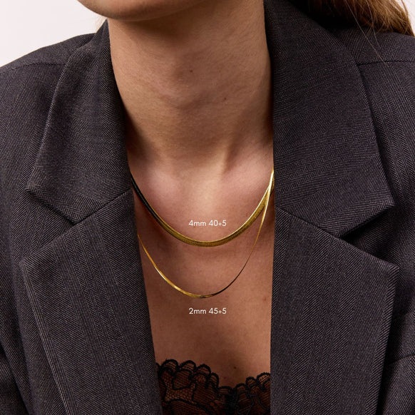 Flad Slangekæde 18K Guldbelagt 4mm Camilla Kroeyer Jewellery 03