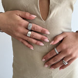 Classic Dome Pavé Krystal Ring Sølvfarvet