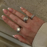 Firkantet Krystal Signet Ring Sølvfarvet