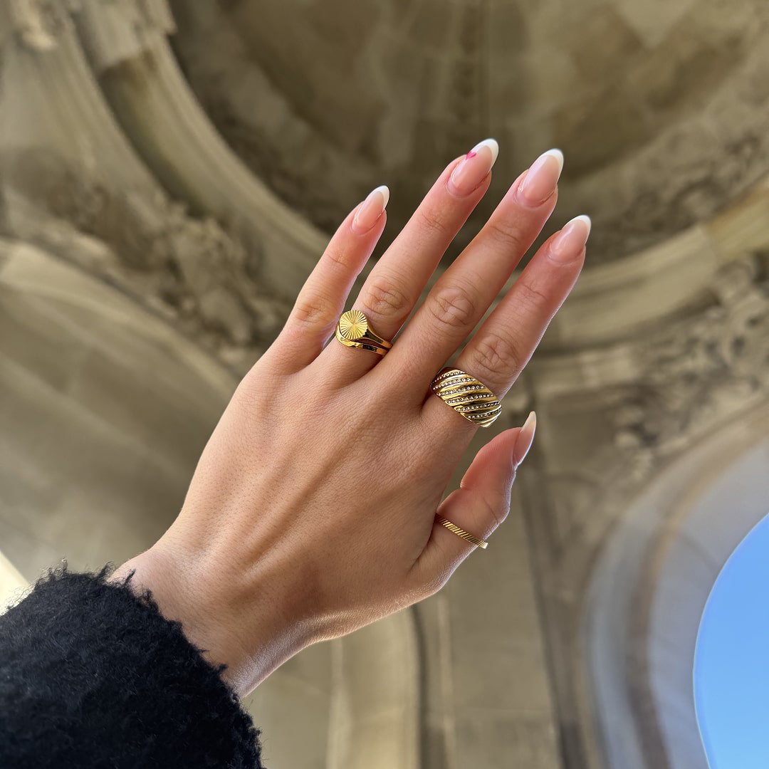 Twist Dome Krystal Ring 18K Guldbelagt