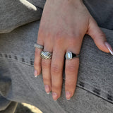 Firkantet Krystal Signet Ring Sølvfarvet