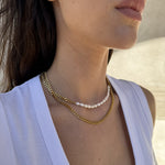 Panser Facet Perle Halskæde 18K Guldbelagt 5mm