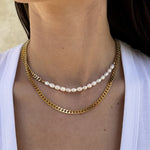 Panser Facet Perle Halskæde 18K Guldbelagt 5mm