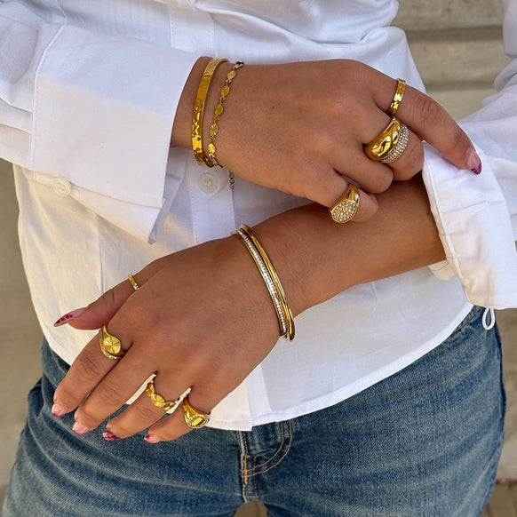 Oval Dome Bangle 18K Guldbelagt