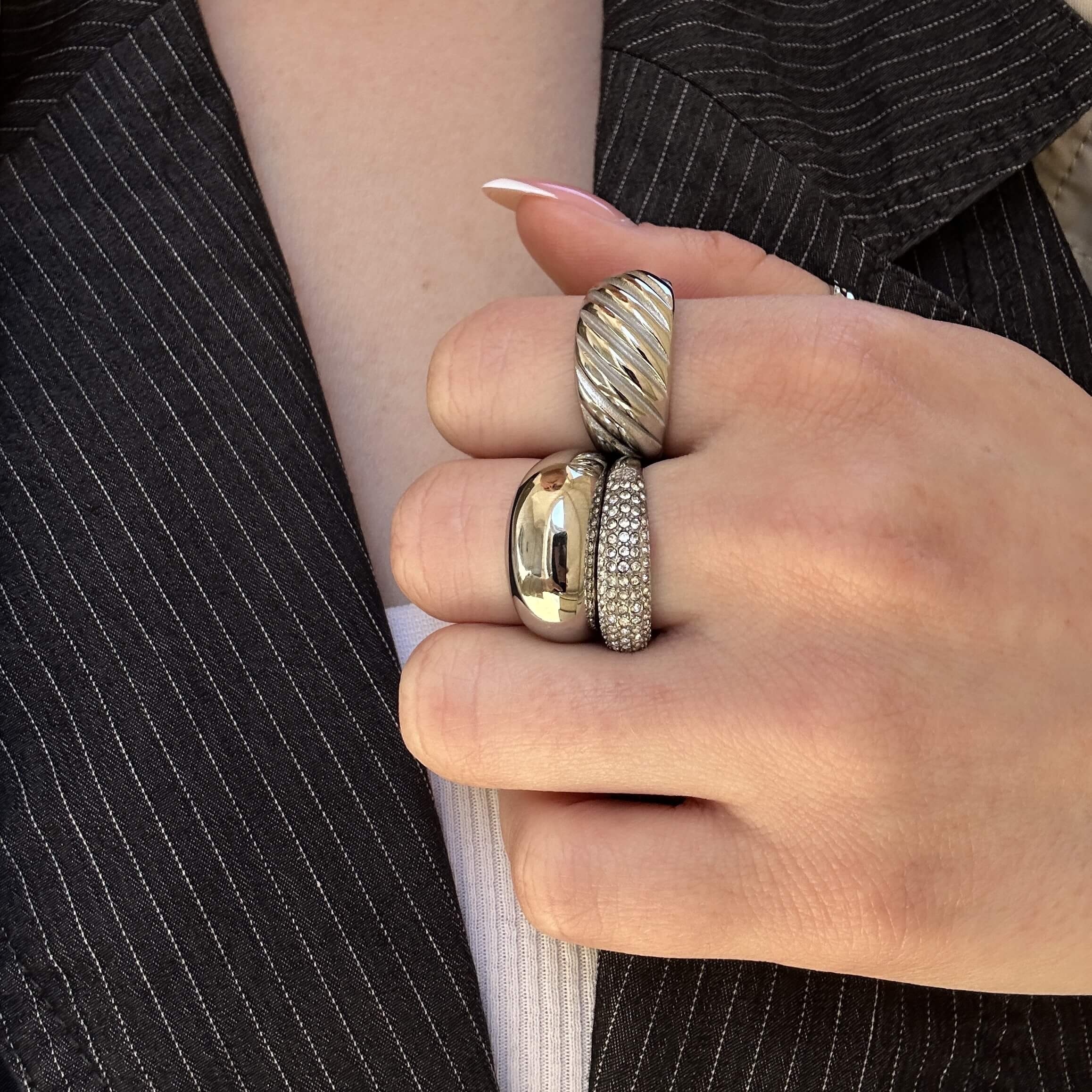 Classic Dome Pavé Krystal Ring Sølvfarvet