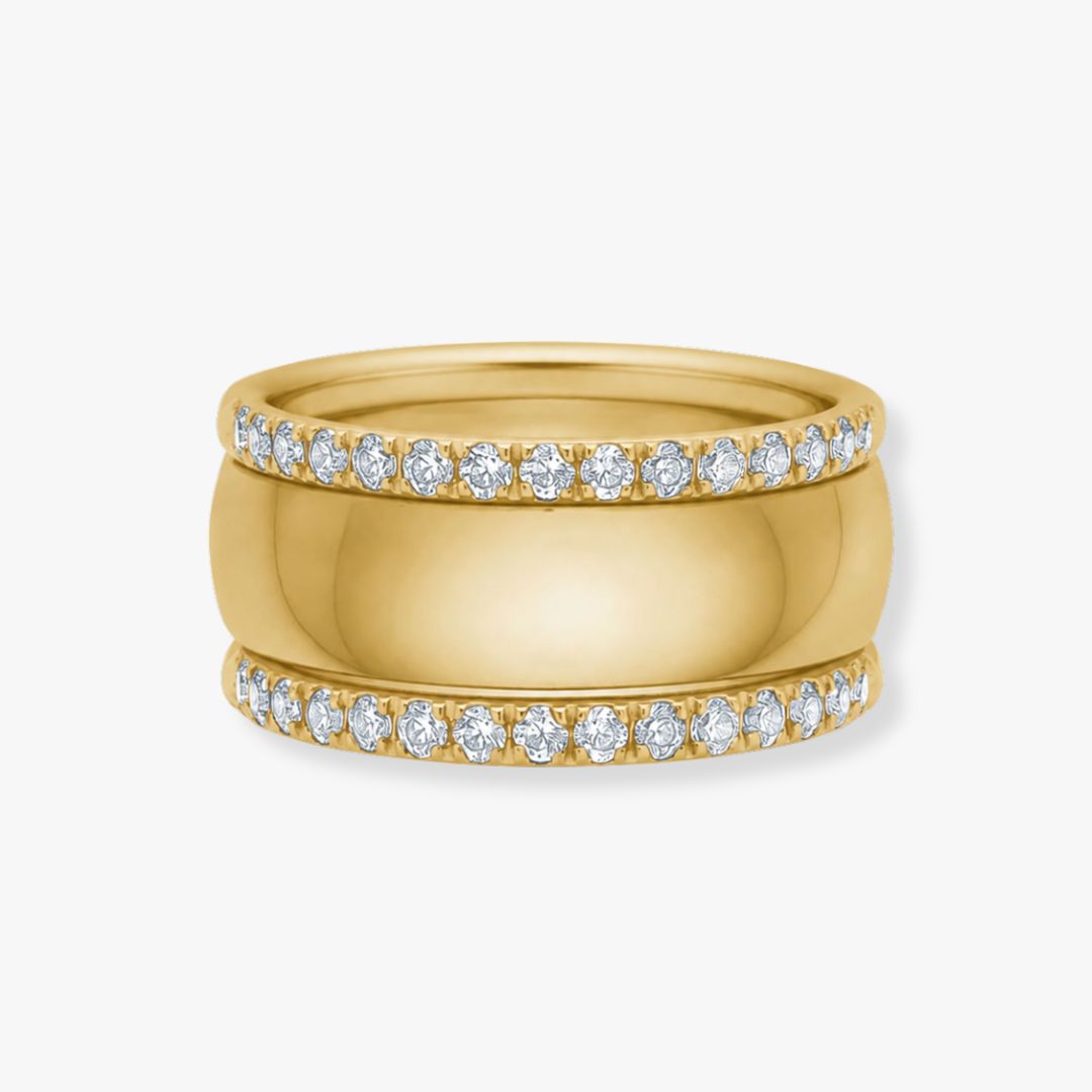 Krystal & Classic Band Ringe 18K Guldbelagt sæt