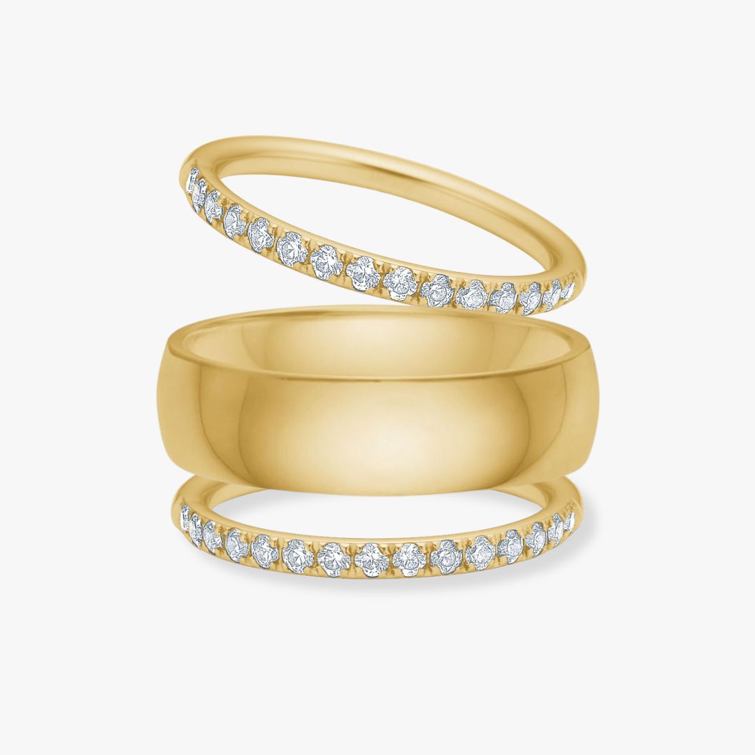 Krystal & Classic Band Ringe 18K Guldbelagt sæt