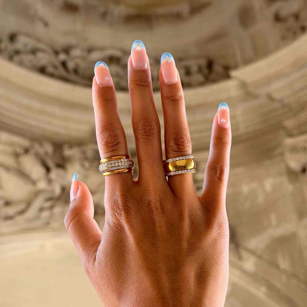 Krystal & Classic Band Ringe 18K Guldbelagt sæt