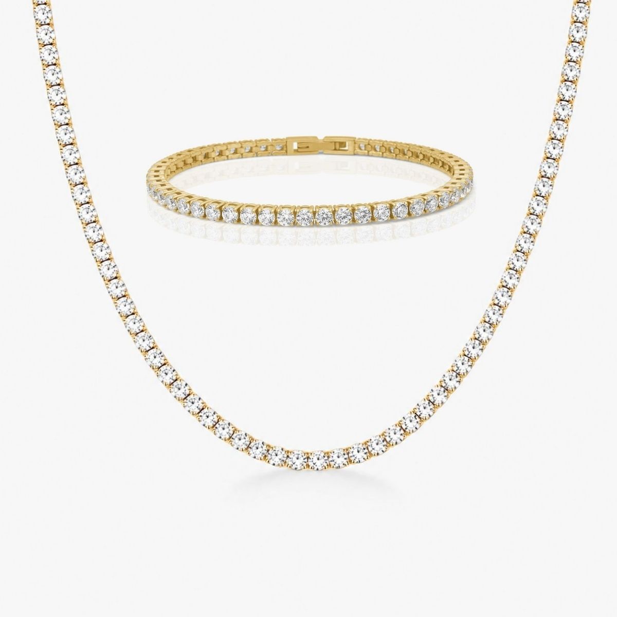 Tennis Luxe Sæt 18K Guldbelagt 4mm