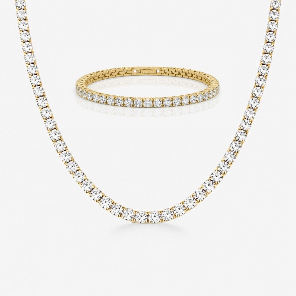 Tennis Luxe Sæt 18K Guldbelagt 4mm