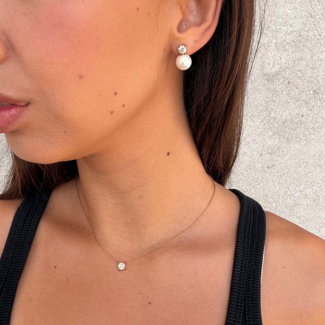 Floating Cushion & Krystal Perle 18K Guldbelagt Sæt