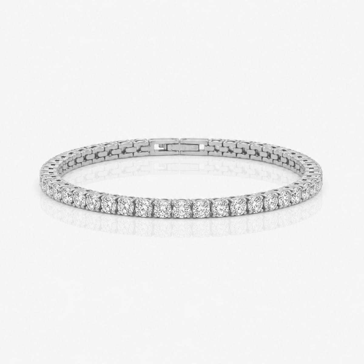 Tennis Luxe Armbånd Sølvfarvet 4mm