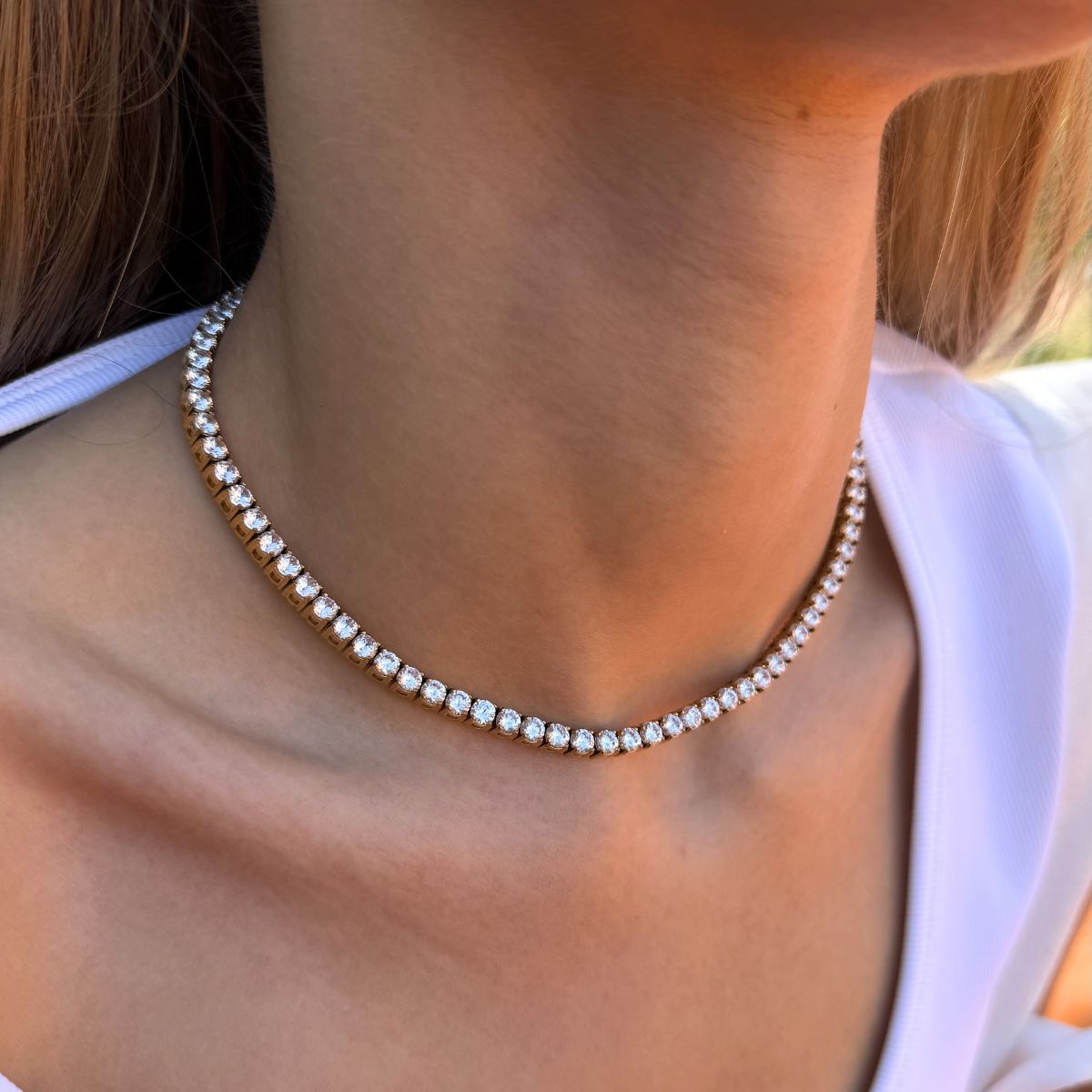 Tennis Luxe Halskæde 18K Guldbelagt 4mm