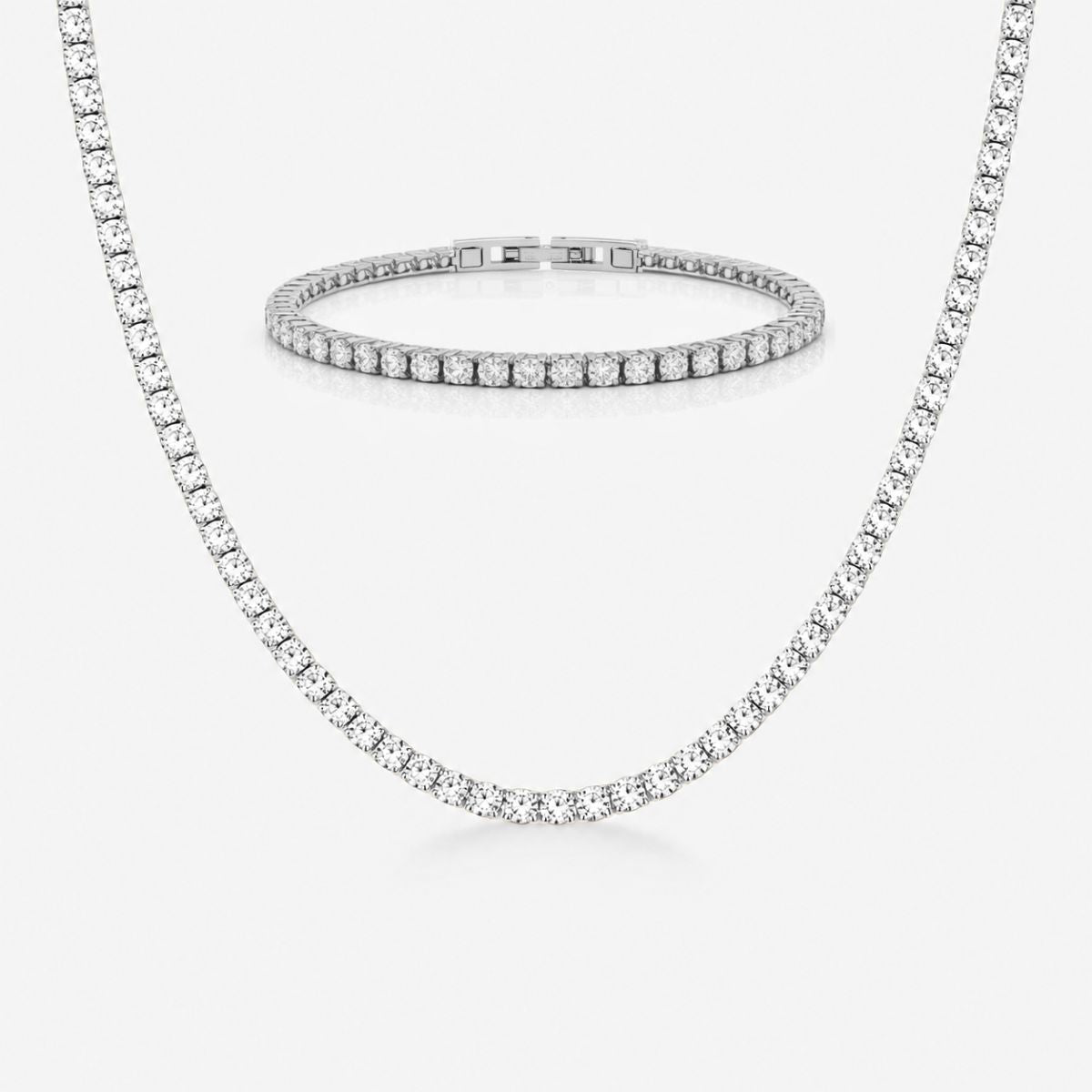 Tennis Luxe Armbånd Sølvfarvet 4mm