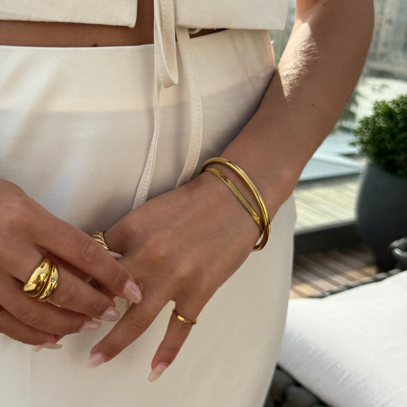 Oval Dome Bangle 18K Guldbelagt