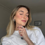 Krystal Bogstav Firkantet Signet Ring Sølvfarvet