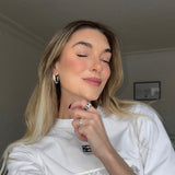 Krystal Bogstav Firkantet Signet Ring Sølvfarvet