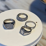 Classic Dome Pavé Krystal Ring Sølvfarvet