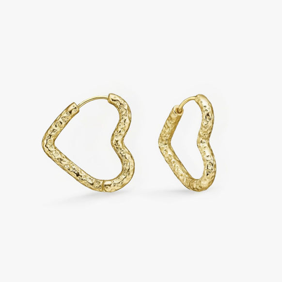 Scoria Heart Creoler 18K Guldbelagt Stor