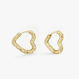 Scoria Heart Creoler 18K Guldbelagt Lille