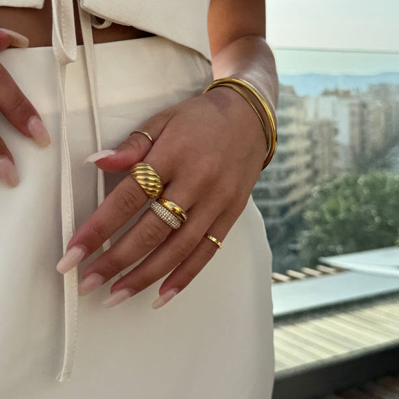 Classic Dome Pavé Krystal Ring 18K Guldbelagt