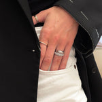 Classic & Pavé Dome Ring Sølvfarvet Sæt