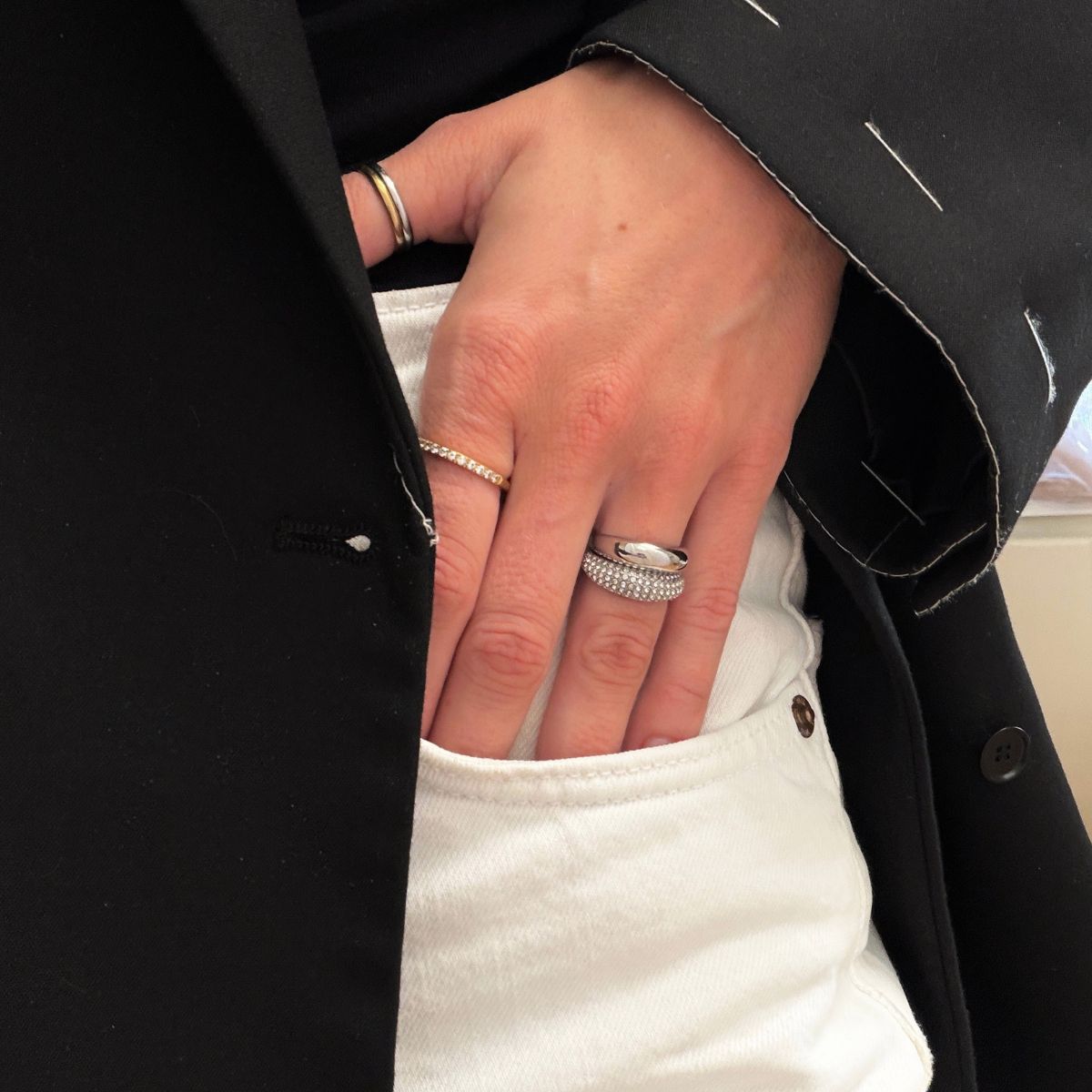 Classic Dome Pavé Krystal Ring Sølvfarvet