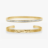 Hamret & Krystal Bangle Sæt 18K Guldbelagt
