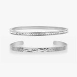 Hamret & Krystal Bangle Sæt Sølvfarvet
