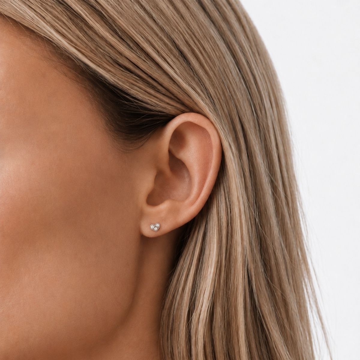 Heart Krystal Stud Øreringe Sølvfarvet