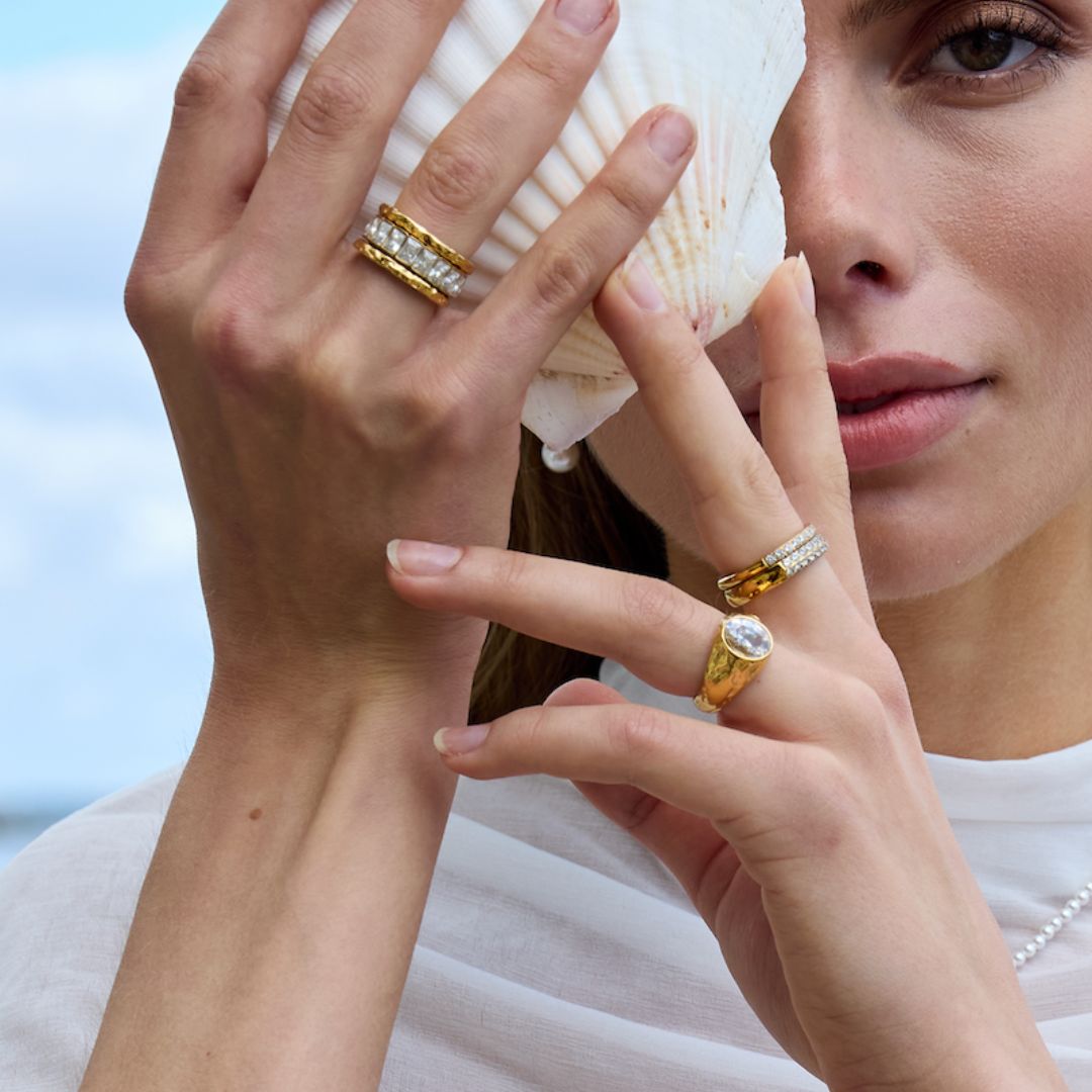 Classic Dome Pavé Krystal Ring 18K Guldbelagt