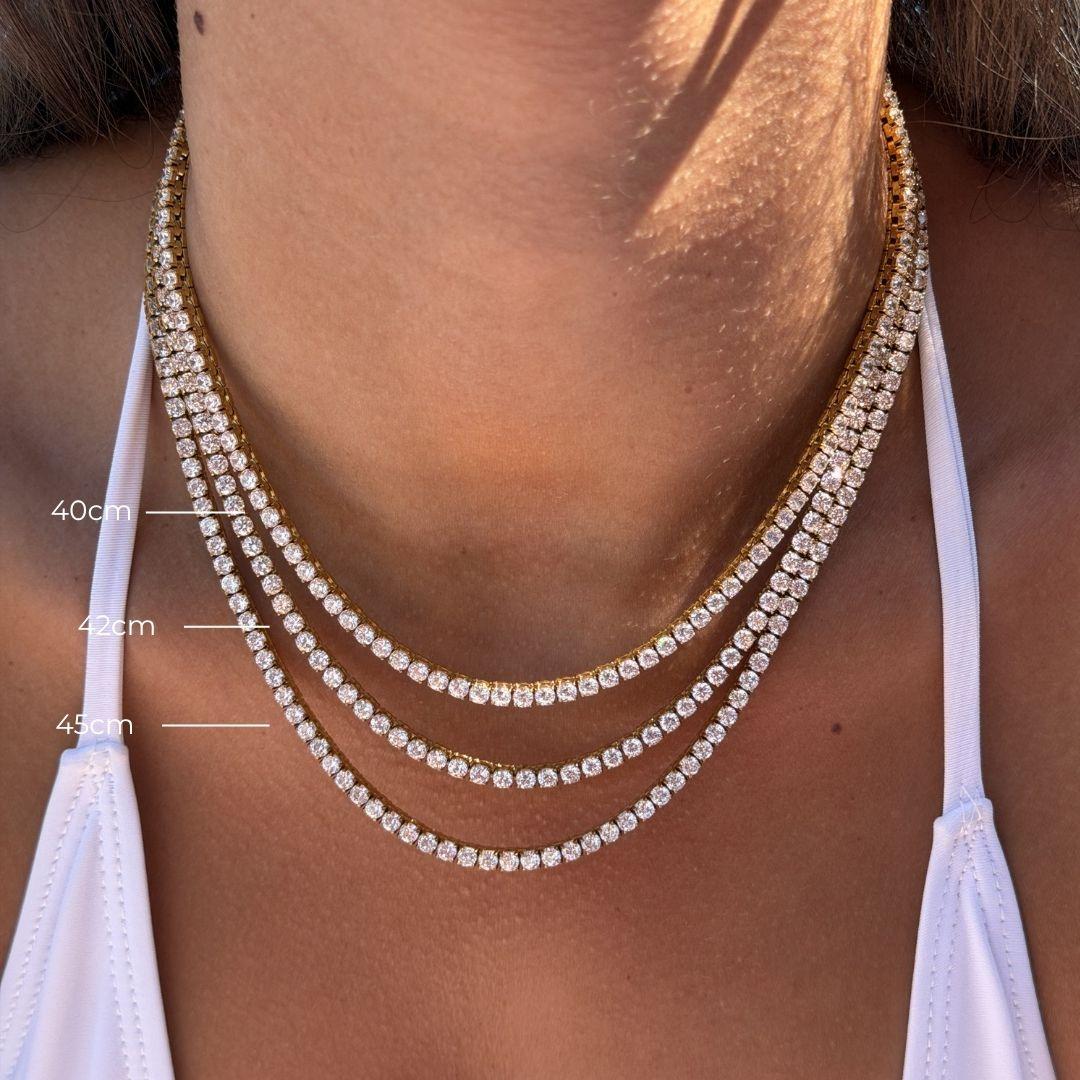 Tennis Luxe Halskæde 18K Guldbelagt 3mm