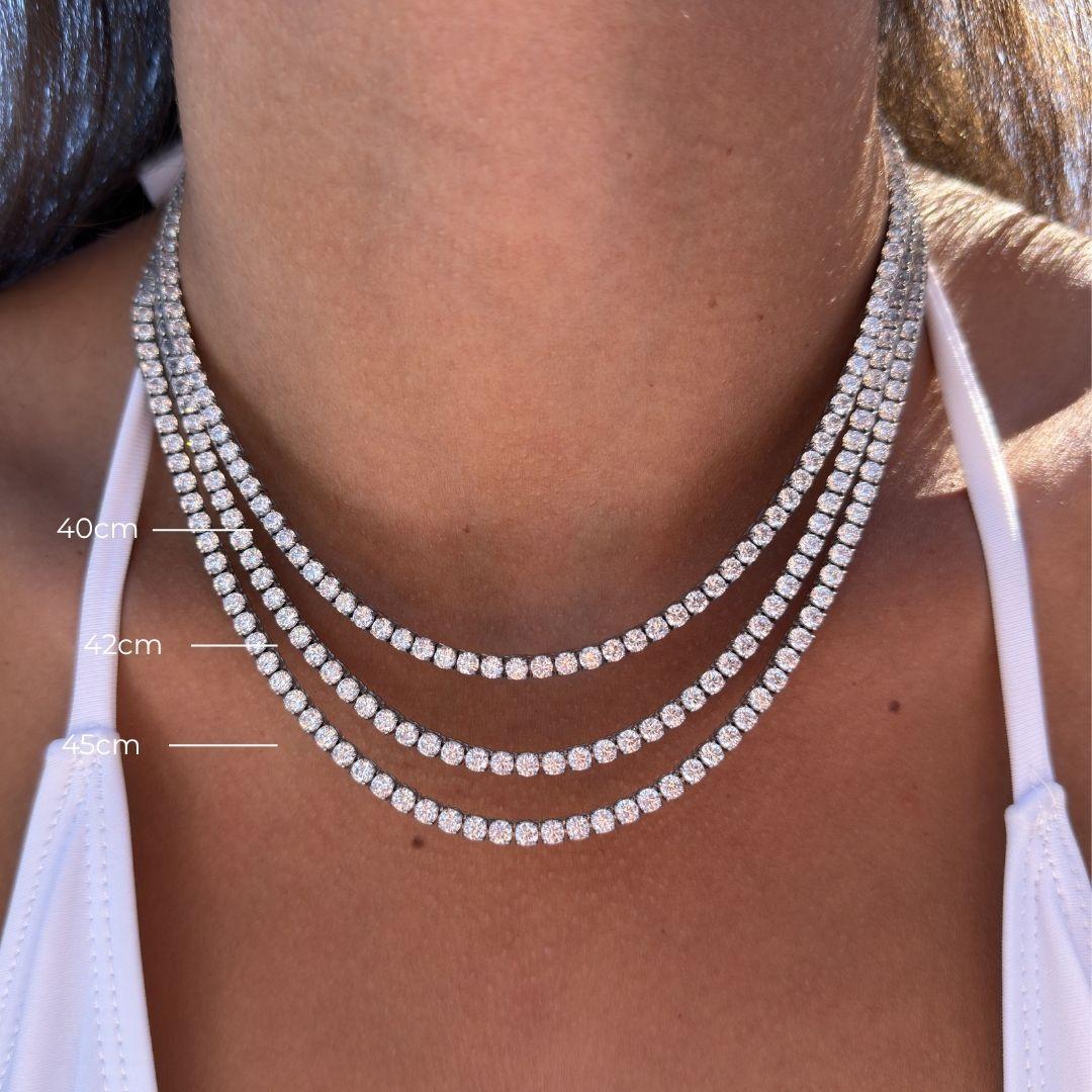 Tennis Luxe Halskæde Sølvfarvet 3mm