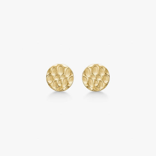 Hamret Stud Øreringe 18K Guldbelagt Rund Camilla Krøyer Jewellery