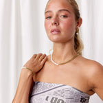 Panser Facet Perle Halskæde 18K Guldbelagt 7mm Camilla Krøyer Jewellery