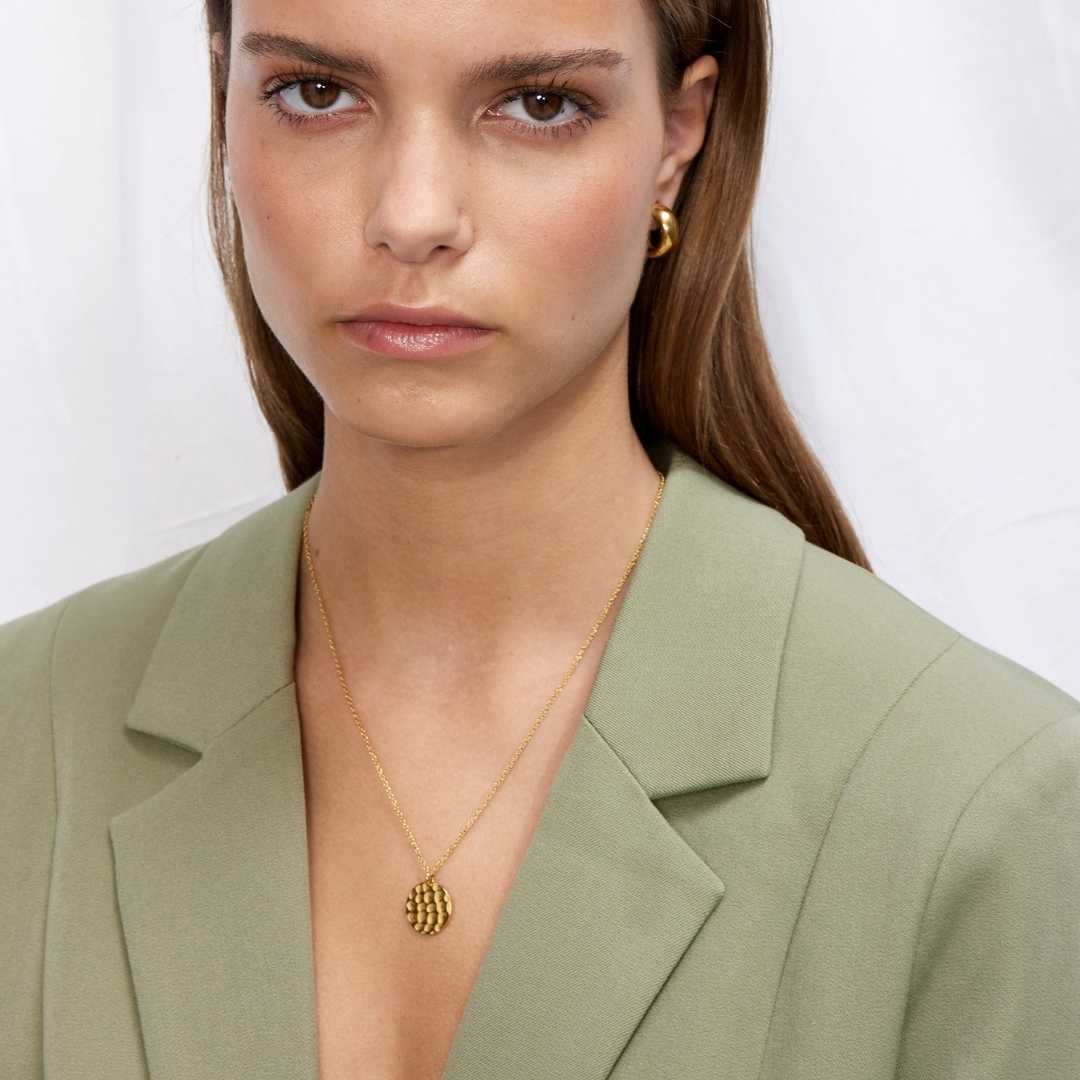 Camilla Krøyer jewellery Hamret Halskæde 18K Guldbelagt Rund Stor