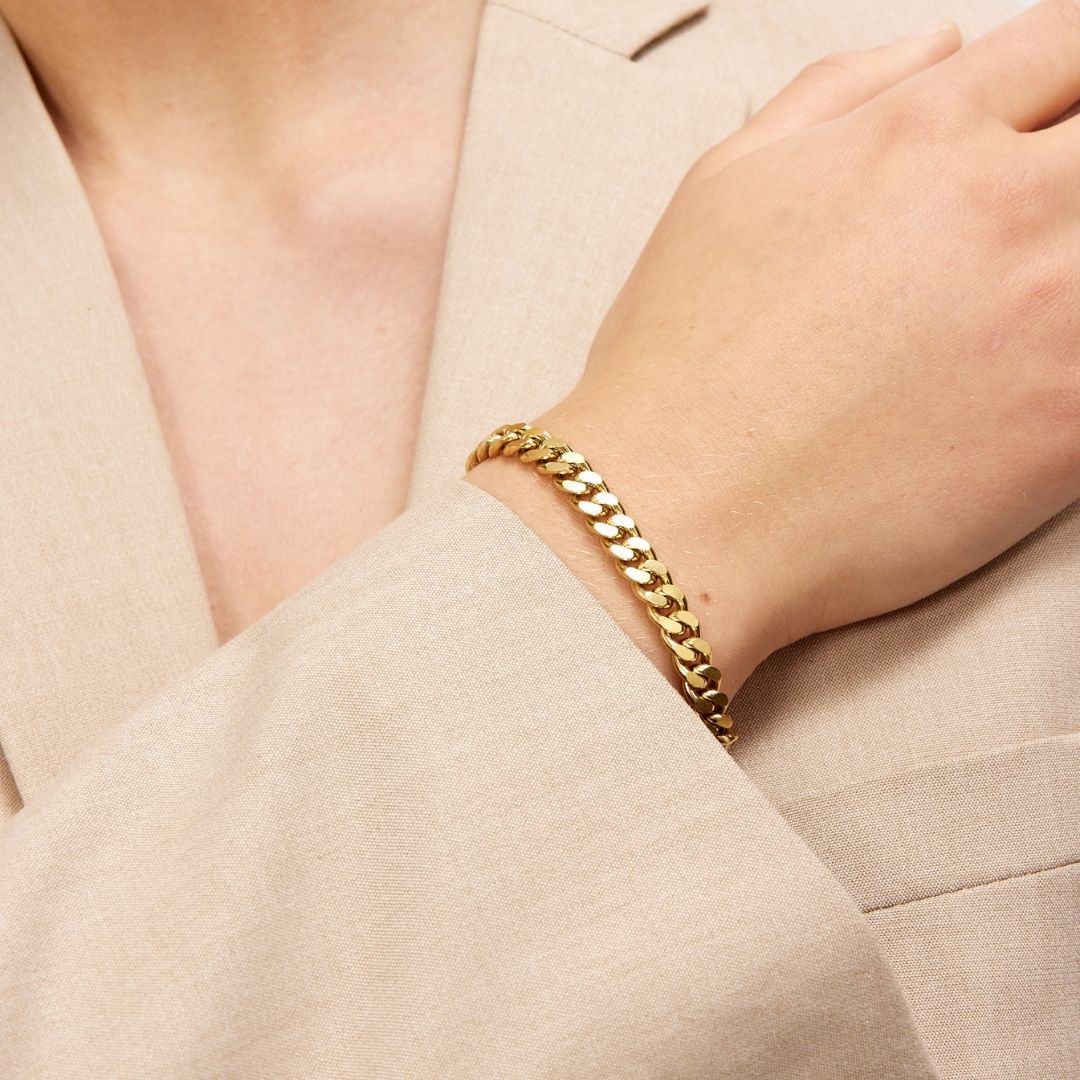 Camilla Krøyer Jewellery Panser Facet Armbånd 18K guldbelagt 7mm