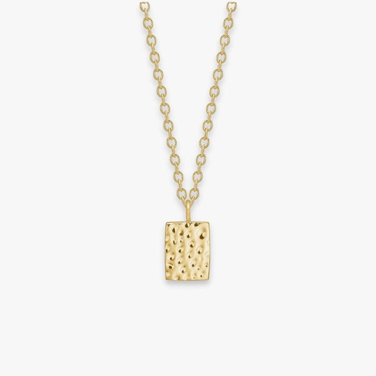 Camilla Krøyer Jewellery Hamret Halskæde 18K Guldbelagt Firkantet Mini