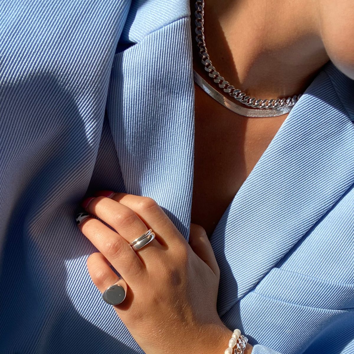 Panser Facet Halskæde 925S Sølvbelagt 7mm Camilla Krøyer jewellery