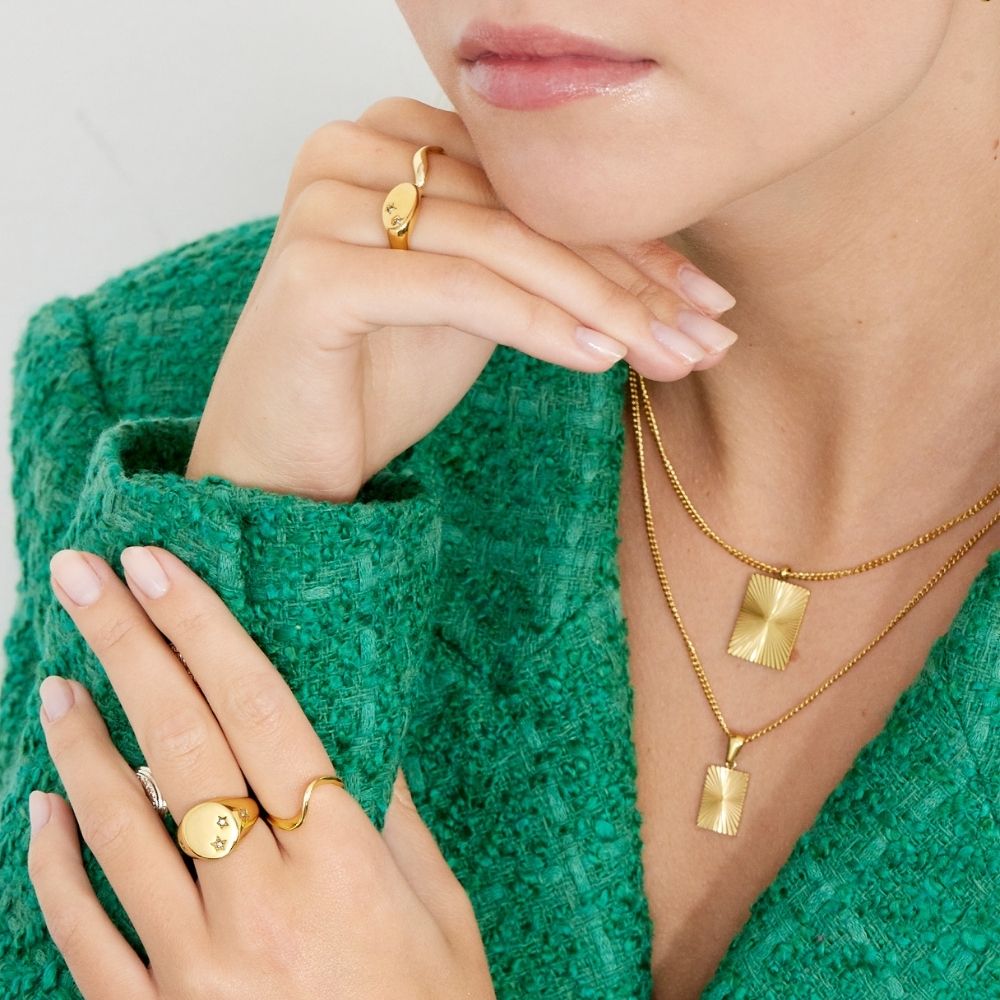 Sun Kiss Halskæde 18K Guldbelagt Firkantet Lille Camilla Krøyer Jewellery