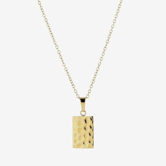 Camilla Krøyer Jewellery Hamret Halskæde 18K Guldbelagt Firkantet Lille